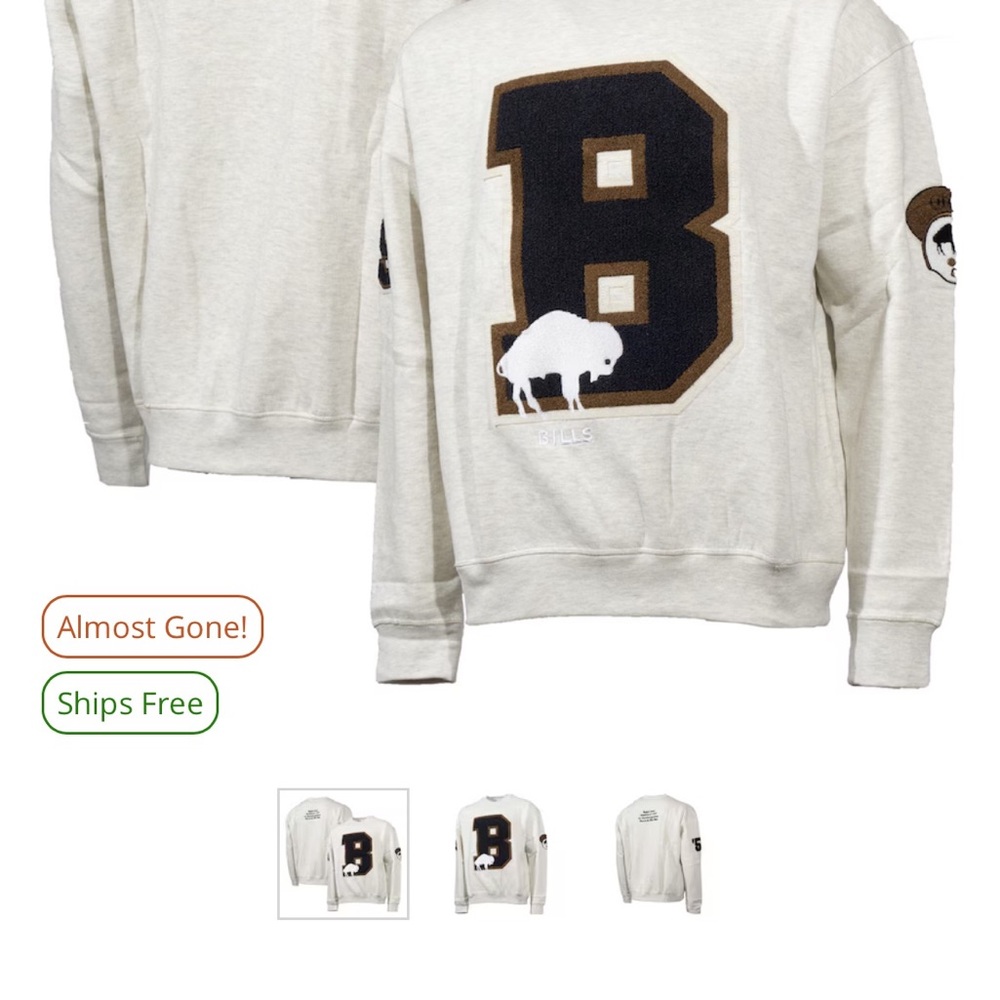 Mitchell & Ness Cream Crewneck Sweater with Black and Brown Accents